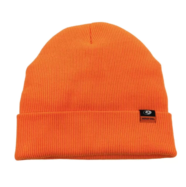 Mossy Oak Insulated Beanie Blaze Orange Cold Weather Hunter Hat Cap Skull Cap