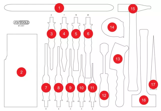 KS TOOLS Schaumstoffeinlage, Sortimentskasten passend für 811.1017-97