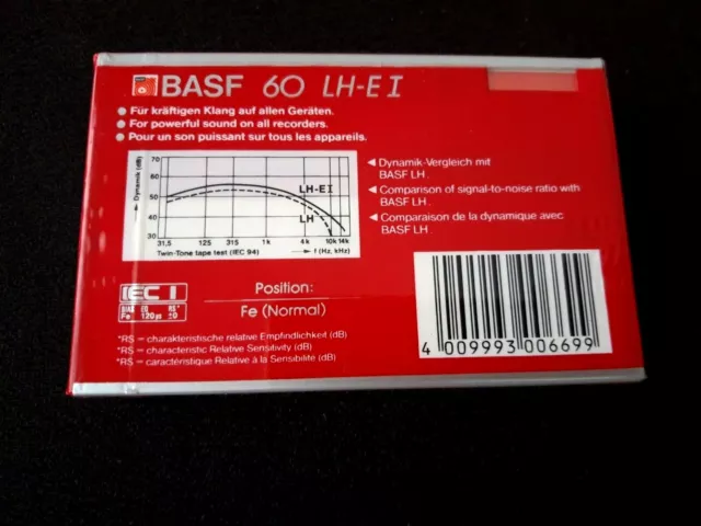 1x BASF LH extra I 60 - CASSETTE TAPE BLANK new SEALED - made in Germany 2