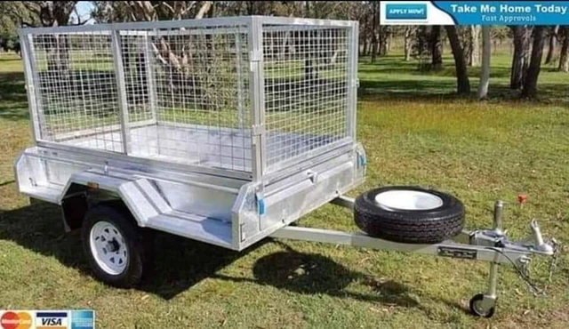 ON SALE! 7x4 Galvanised Caged Tilt Trailer Spare Tyre Jockey Wheel Heavy Duty BR