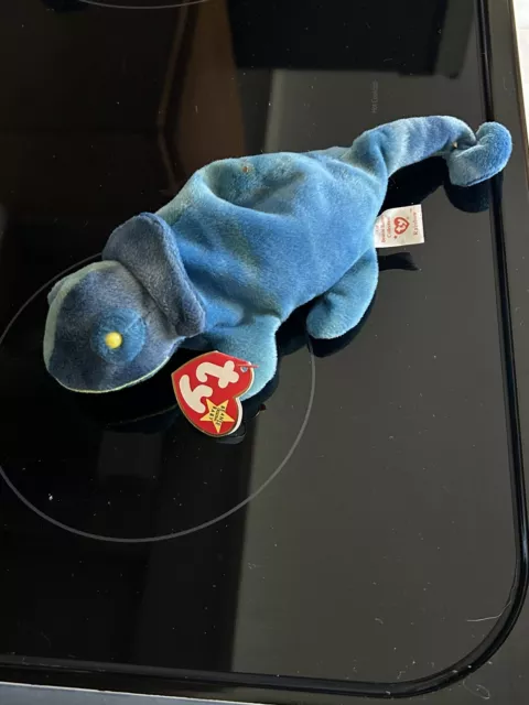 Ty Beanie Baby Rainbow with Iggy Fabric 1997 Retired with Errors