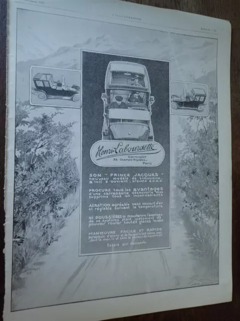 LABOURDETTE Henri carrossier automobile  publicité papier ILLUSTRATION 1913
