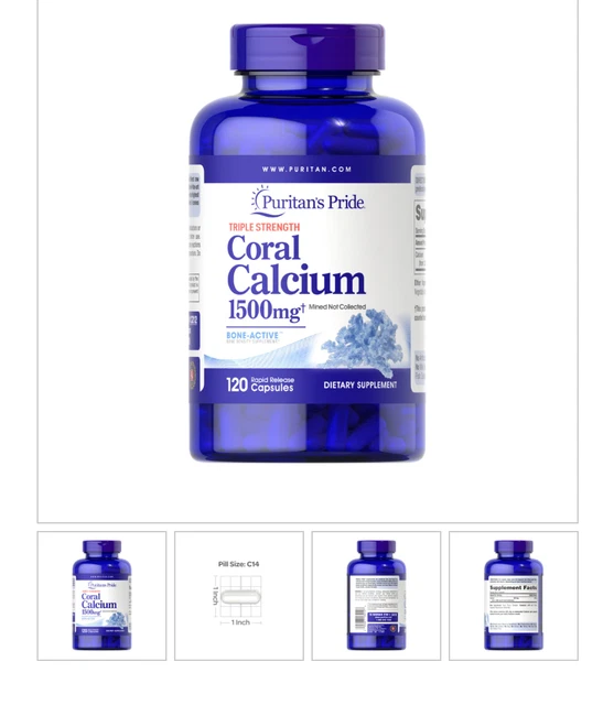 Puritan's Pride triple fuerza coral calcio 1500 mg 120 cápsulas expiración 12/25
