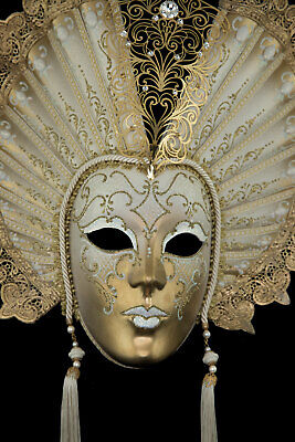 Mask from Venice Spirit Of Wind White And Gold Paper Mache Metal Golden 22232 2