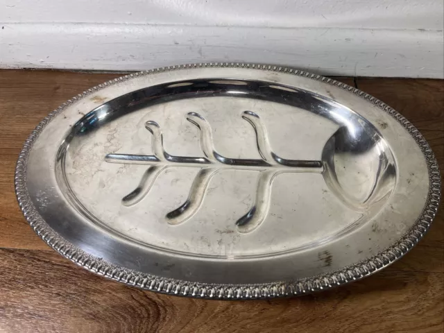 Vintage Wilcox IS Silver Plate Oval Serving Tray Bowl, Brandon Hall Pattern 17”