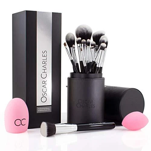 Oscar Charles 17 Pezzi Set di pennelli per trucco professionale con frullator...