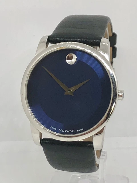Orologio MOVADO da uomo cristallo zaffiro quadrante blu pelle nera 40 mm 0606610