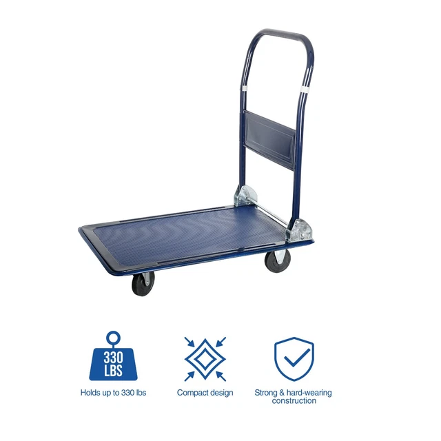 300KG 400KG Heavy Duty Platform Trolley Blue Hand Truck Push Cart