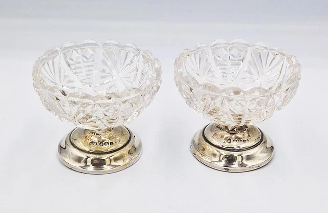 Cantine Sale Vetro Taglio Argento Sterling Edoardiano Birmingham 1909