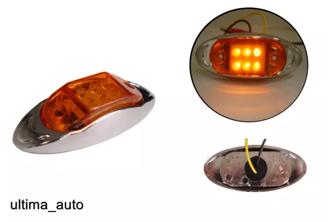 1 X LED Bernstein Orange Seite Chrom Marker Licht Blinker Anhänger Lkw 12V