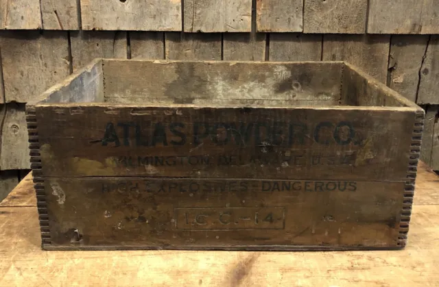 Antique ATLAS POWDER Co. Explosive Box Advertising Wooden Crate 6
