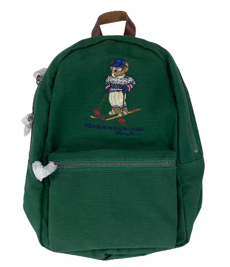 Polo Ralph Lauren Green Canvas CORTINA WINTER SKI BEAR Travel Backpack Bag