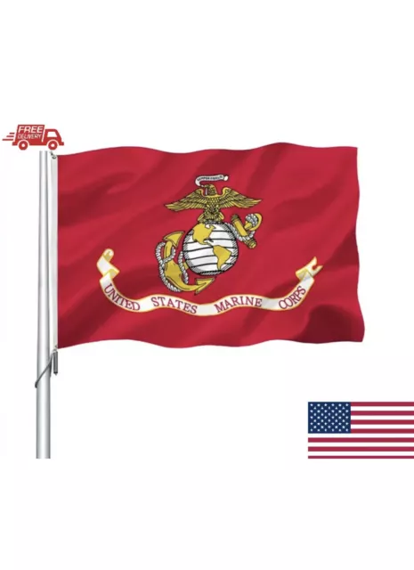 US MARINE CORPS USMC Flag 3x5 Double Sided 2ply US Marine Corps Flag ...