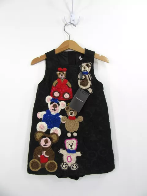 D&G Dolce & Gabbana Crochet Teddy Bear Jacquard Dress Kids 24-30 Months Toddler