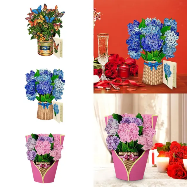 Valentine's Day Cards Creative Valentines Day Decor 3D Flower Bouquet Card for