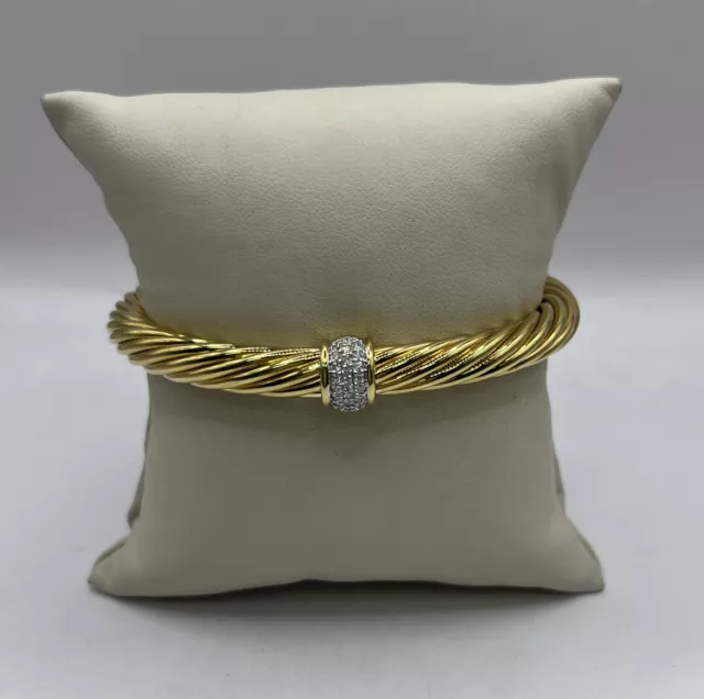 David Yurman Cable Classics Bracelet in 18K Yellow Gold w Pave Diamonds