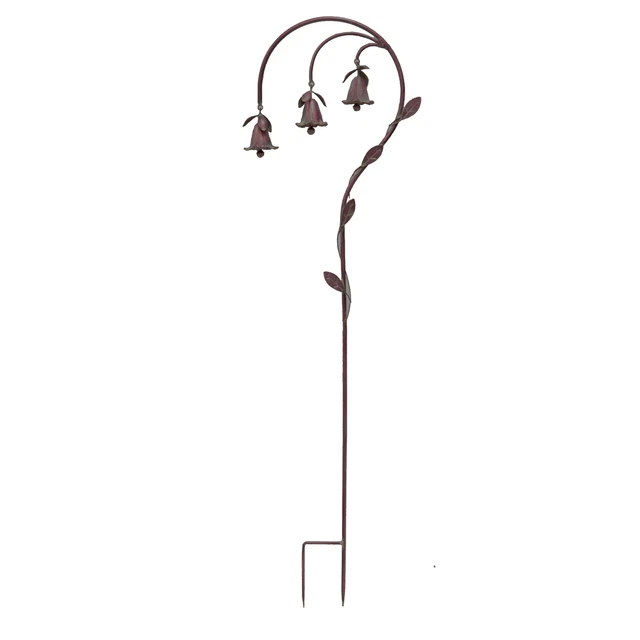 BELL WIND CHIMES Garden Stake Plant Support Crook Metal Garden Decor 1 ...