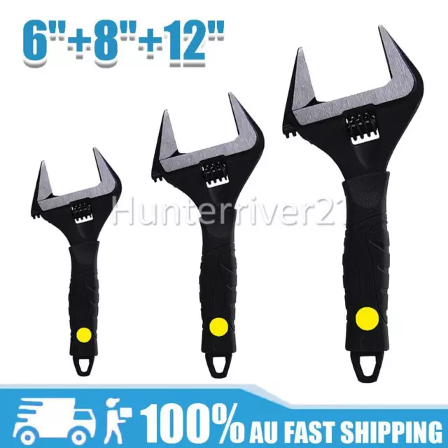 12"+8"+6" Adjustable Shifter Wrench Extra Wide Jaws Shifting Spanner Shifters AU