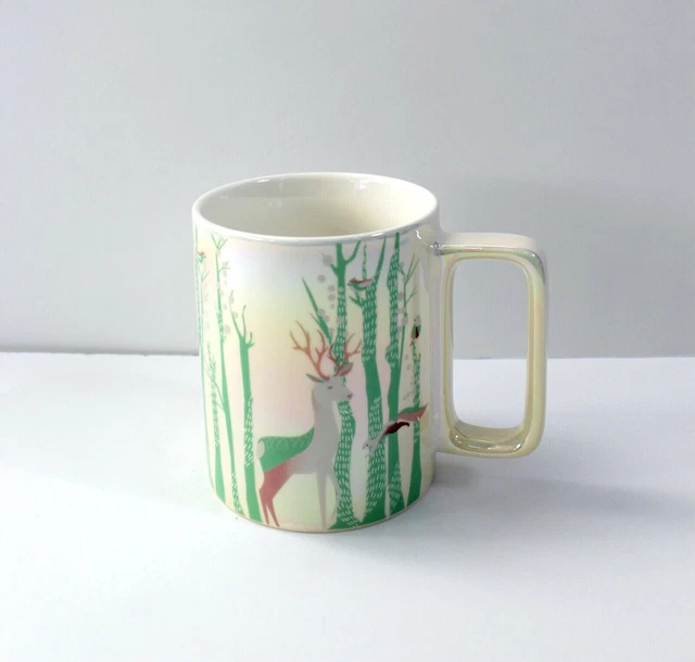 Starbucks Holiday 2020 Deer Forest Iridescent Ceramic Coffee Mug Cup 12 oz