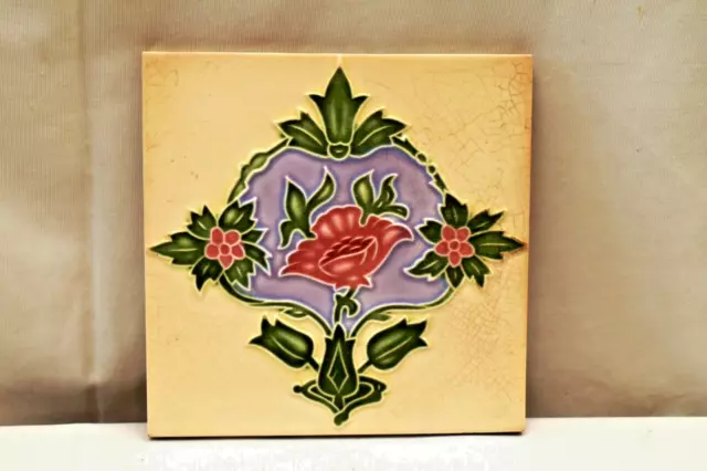 Antique Tiles Art Nouveau Ceramic Majolica Saji Japan Architectural Decorativ"L2