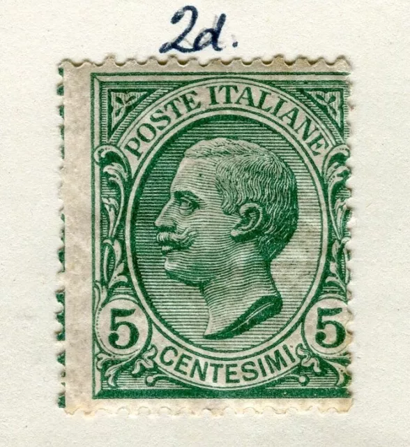 ITALY; 1906 early Emmanuel issue Mint hinged Shade of 5c. value, Perf shift