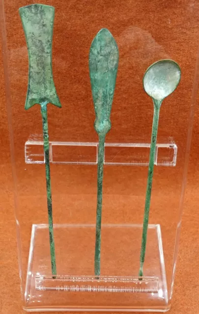 2,000 Yr Old Ancient Roman Bronze Instrument's (3) W/Display