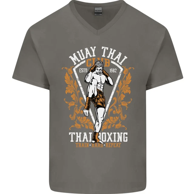 Maglietta da uomo Muay Thai Fighter Warrior MMA arti marziali collo a V cotone 2