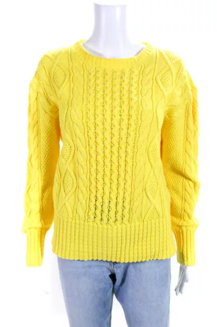 Polo Ralph Lauren Women's Crewneck Long Sleeves Cable Knit Sweater Yellow Size L