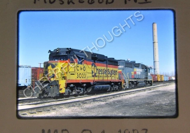 Original '87 Kodachrome Slide CSX C&O Chesapeake Ohio 3023 GP30 SBD 2150   36D38