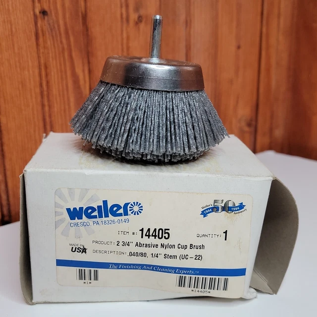 Weiler 14405 2 3/4" Abrasive Nylon Cup Brush Nylox .040/80 Steel Backing