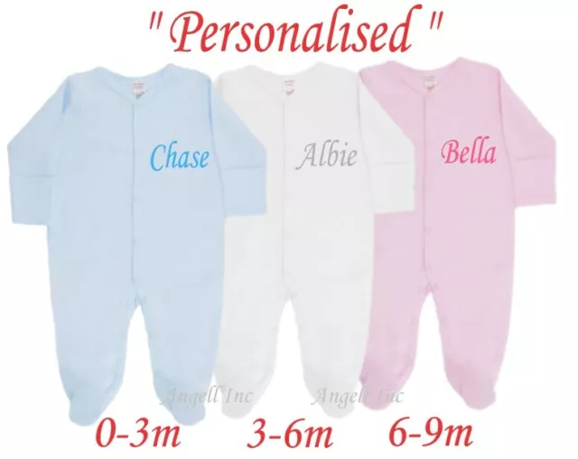 Personalised Baby Grow Sleepsuit Embroidered Baby Boy Girl Custom Newborn Gift