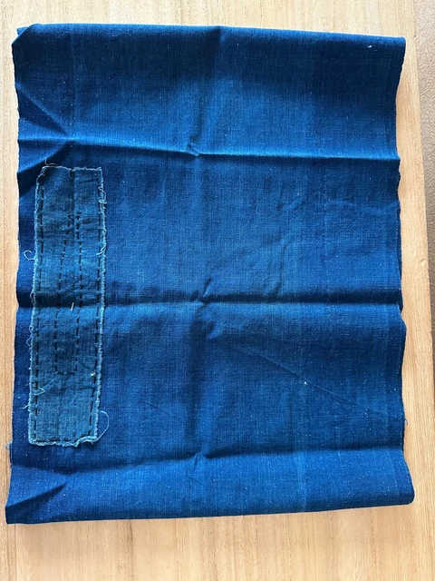 Tissu Coton Indigo Japonais Kasuri Vintage - Motif Ethnique Boro/Sashiko - Moins D'1 Yard