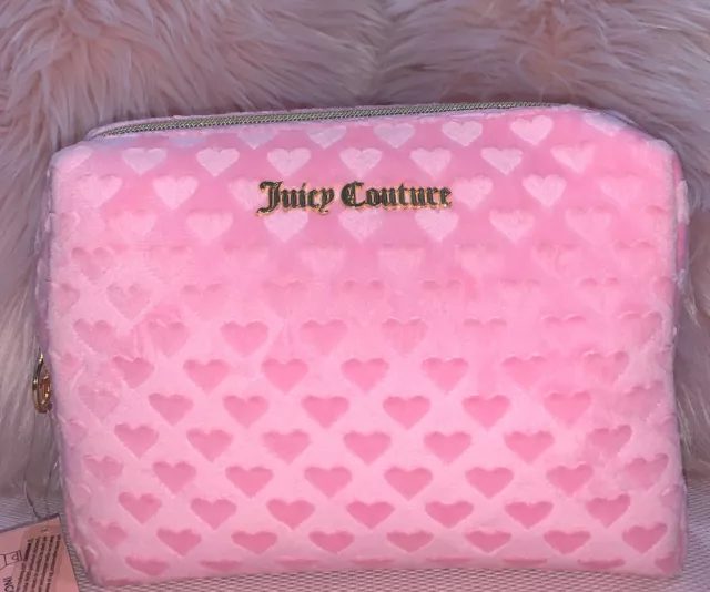 Juicy Couture Pink Travel Cosmetic Bag Includes 1 Free Toiletry Bottle NWT