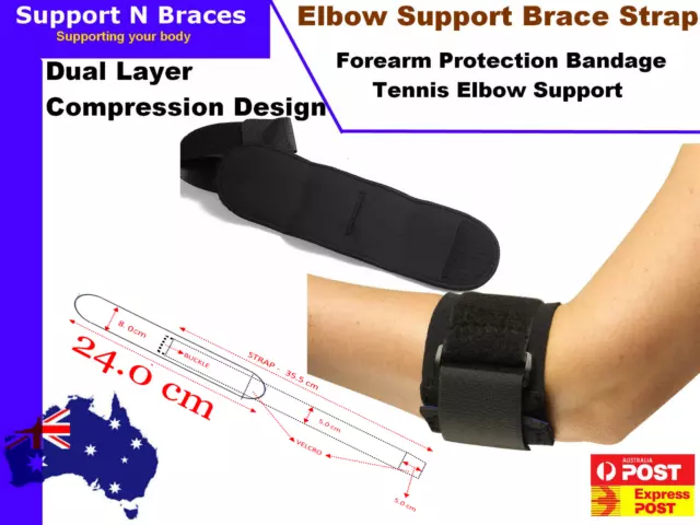 Elbow Support Brace Strap Band Forearm Protection Adjustable Tennis Golf - SMALL