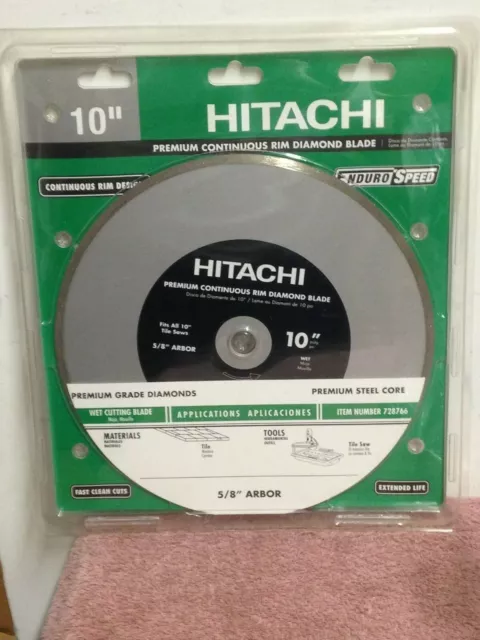 Hitachi  728766 ~10" Wet Cutting Continuous Rim Diamond Blade ~ For Tile Saws