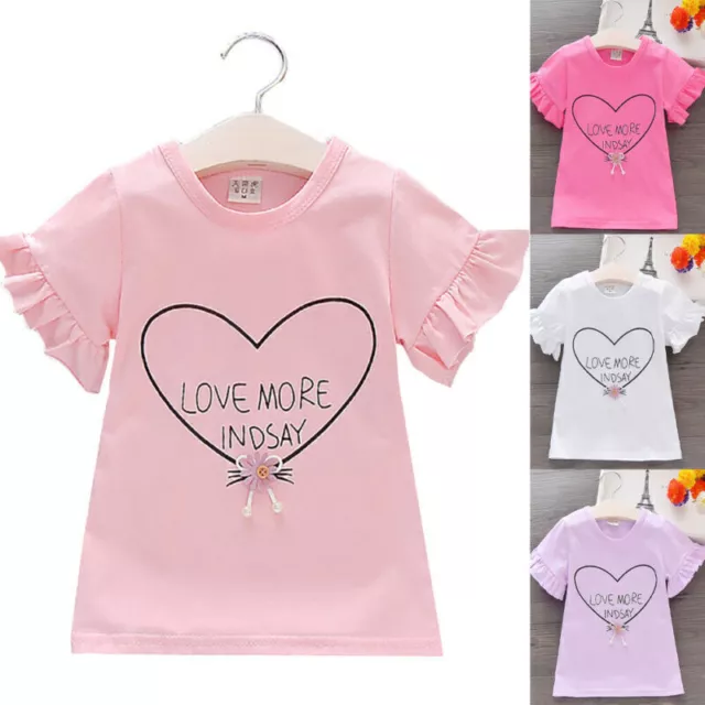 Kleinkind Baby Kinder Mädchen Rüschen Kurzarm T-Shirt Sommer Casual Bluse Top