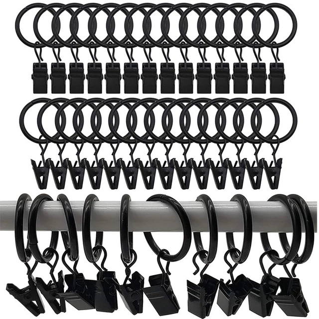 Metal Curtain Pole Rod Voile Net Rings Hooks With Clips Hanging 30 MM X 10