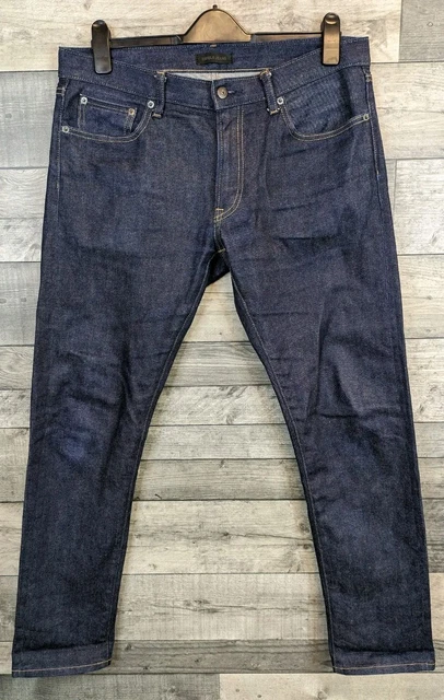 34r JEANS DA UOMO giapponesi Uniqlo selvedge sottili dritti bassi taglia ...