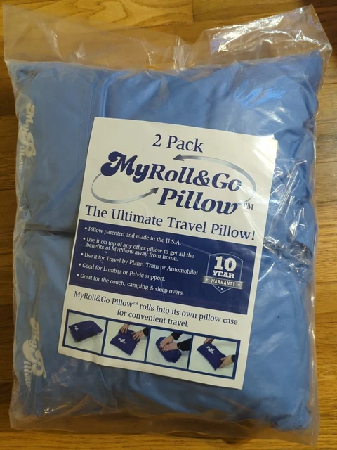 MyPillow Set Of 2 Roll & Go Travel Pillows, Daybreak Blue New Sealed Package