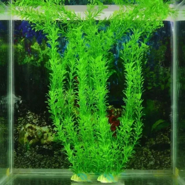 Artificial Aquarium Green Plants Plastic Fake Water Grass For Fish Tank 10pcs