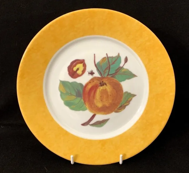 3 Laure Japy Limoges Salad Plates Hand Painted Peach w/ Pit & Bug