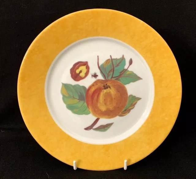 3 Laure Japy Limoges Salad Plates Hand Painted Peach w/ Pit & Bug