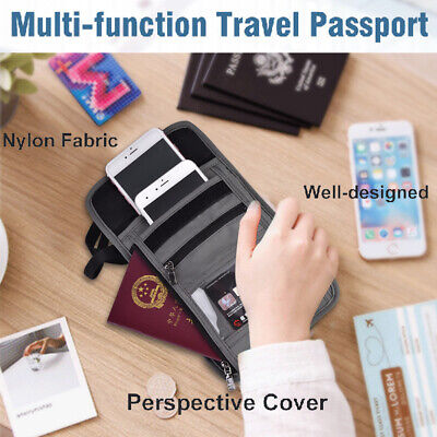 Unisex Travel Passport Cover Neck Bag Protector Wallet ID Nylon Holder Pouch New