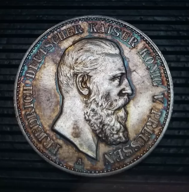 Kaiserreich, Preußen, 2 Mark 1888, fast stempelglanz, herrliche Patina, Silber