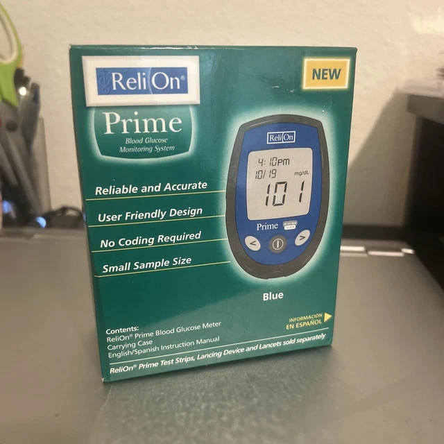 RELION PRIME BLOOD Glucose Meter Monitor System NEW With Case And