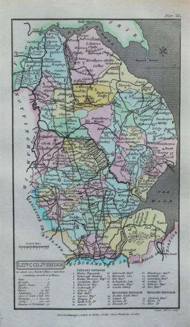 LINCOLNSHIRE, Capper Original Hand Coloured Antique County Map 1808