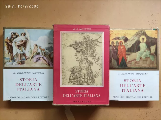 Edoardo Mottini STORIA DELL'ARTE ITALIANA 2 Vol. Cofanetto Ill. Mondadori 1956