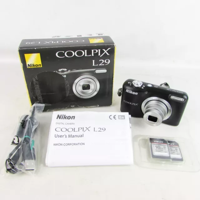 Nikon Coolpix L29 16.1 MP Compact Digital Camera Boxed with Instructions Working