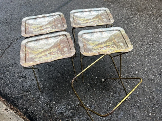 VTG Mid Century Modern TV Tray Television Stand 1970s 1960s mcm farm church