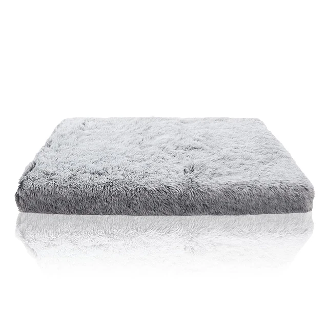 Coussin en peluche doux gris confortable en mousse mémoire de forme pour chien 2